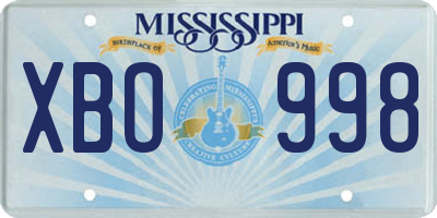 MS license plate XBO998