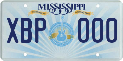 MS license plate XBP000