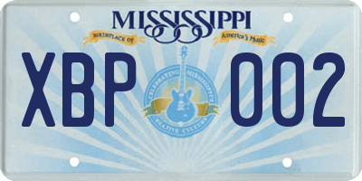 MS license plate XBP002