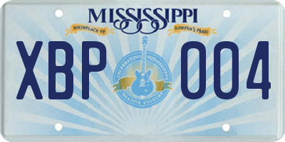 MS license plate XBP004