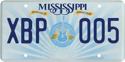 MS license plate XBP005