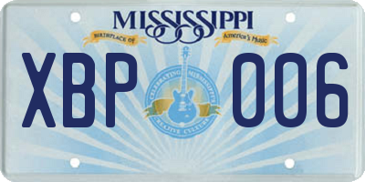 MS license plate XBP006