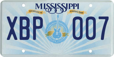 MS license plate XBP007
