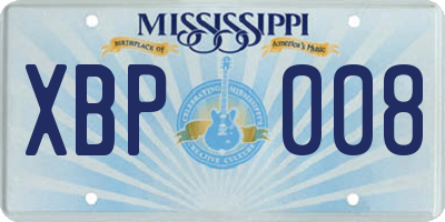MS license plate XBP008