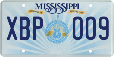 MS license plate XBP009