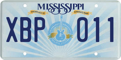 MS license plate XBP011