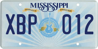 MS license plate XBP012