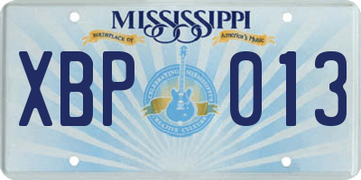 MS license plate XBP013