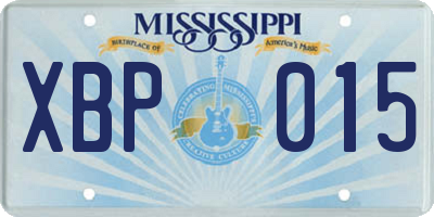 MS license plate XBP015