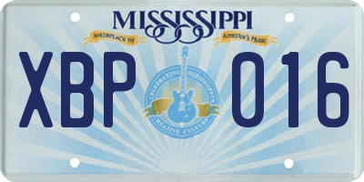 MS license plate XBP016