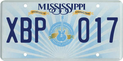 MS license plate XBP017
