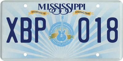 MS license plate XBP018