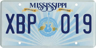 MS license plate XBP019