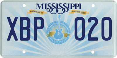 MS license plate XBP020