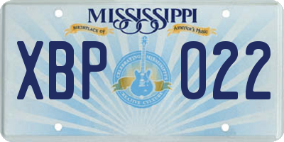 MS license plate XBP022