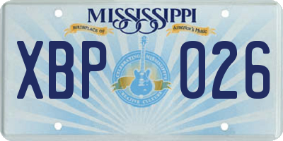 MS license plate XBP026