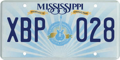 MS license plate XBP028