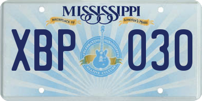 MS license plate XBP030