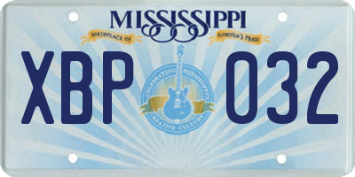 MS license plate XBP032