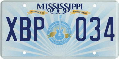 MS license plate XBP034