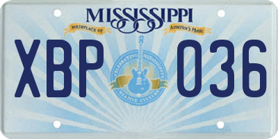 MS license plate XBP036