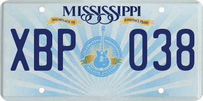 MS license plate XBP038