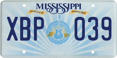 MS license plate XBP039