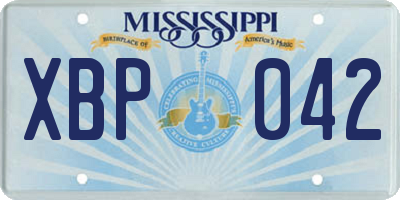 MS license plate XBP042