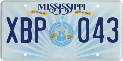 MS license plate XBP043
