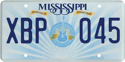 MS license plate XBP045