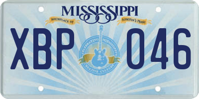 MS license plate XBP046
