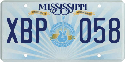 MS license plate XBP058