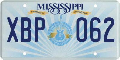 MS license plate XBP062