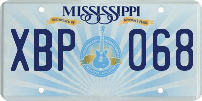 MS license plate XBP068
