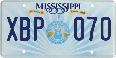 MS license plate XBP070