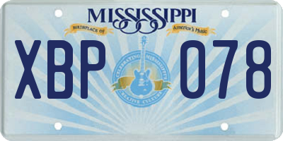 MS license plate XBP078