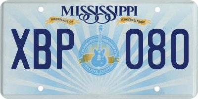 MS license plate XBP080