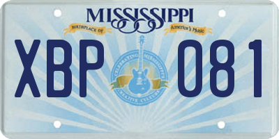 MS license plate XBP081