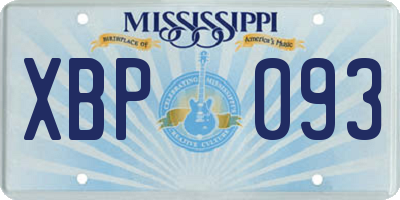 MS license plate XBP093