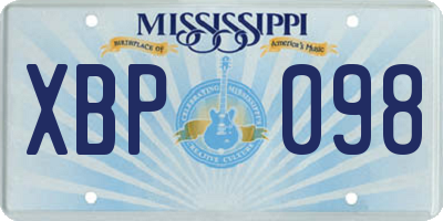 MS license plate XBP098