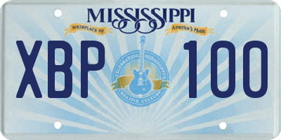 MS license plate XBP100