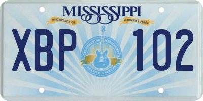 MS license plate XBP102