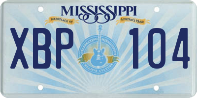 MS license plate XBP104