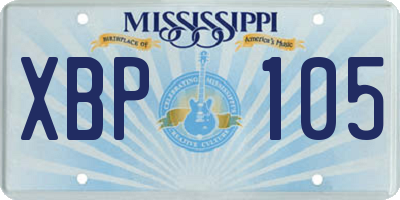 MS license plate XBP105