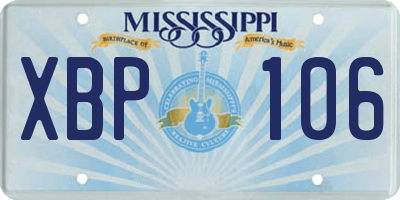 MS license plate XBP106