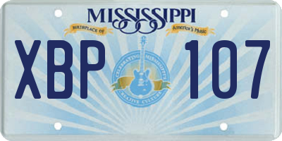 MS license plate XBP107