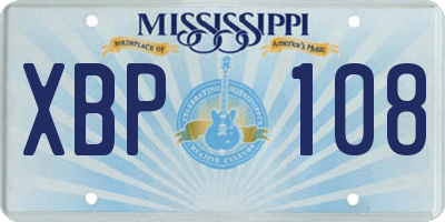 MS license plate XBP108