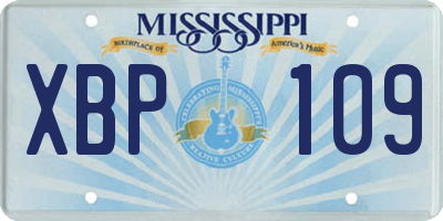 MS license plate XBP109