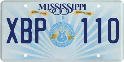 MS license plate XBP110