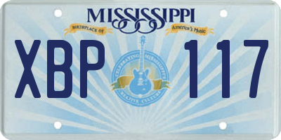MS license plate XBP117